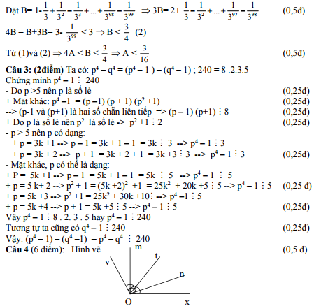 Đáp án môn toán lớp 6