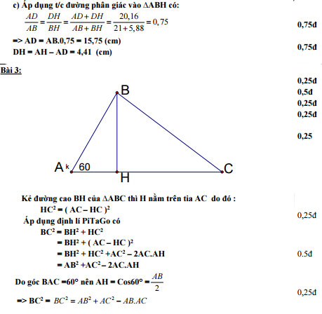 Đáp án môn hình lớp 9
