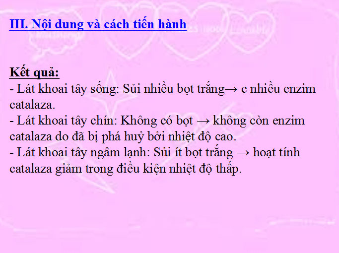 Kết quả và nội dung thí nghiệm