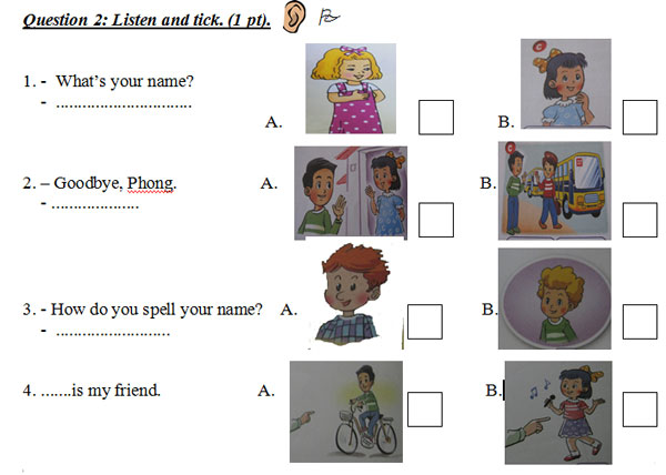 Đề thi tiếng Anh lớp 3 có đáp án