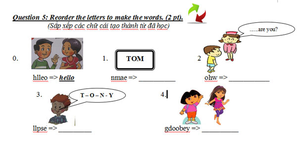 Đề thi tiếng Anh lớp 3 có đáp án