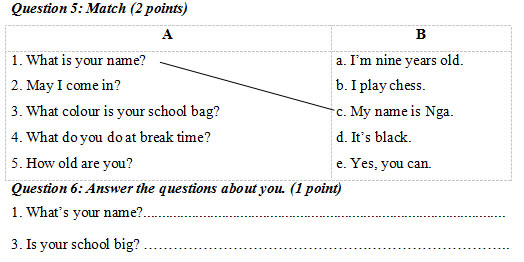 Đề kiểm tra học kỳ 1 môn tiếng Anh lớp 3 có đáp án Đề thi học kỳ 1 môn tiếng Anh lớp 3