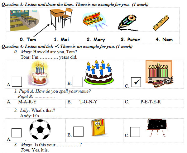 Đề thi học kỳ 1 môn tiếng Anh lớp 3 có đáp án Đề kiểm tra học kỳ 1 môn tiếng Anh lớp 3 MỚI NHẤT có đáp án