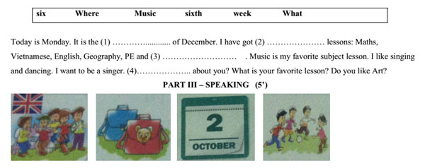 Đề thi học kỳ 1 môn tiếng Anh lớp 4 MỚI NHẤT có đáp án Đề thi học kỳ 1 môn tiếng Anh lớp 4