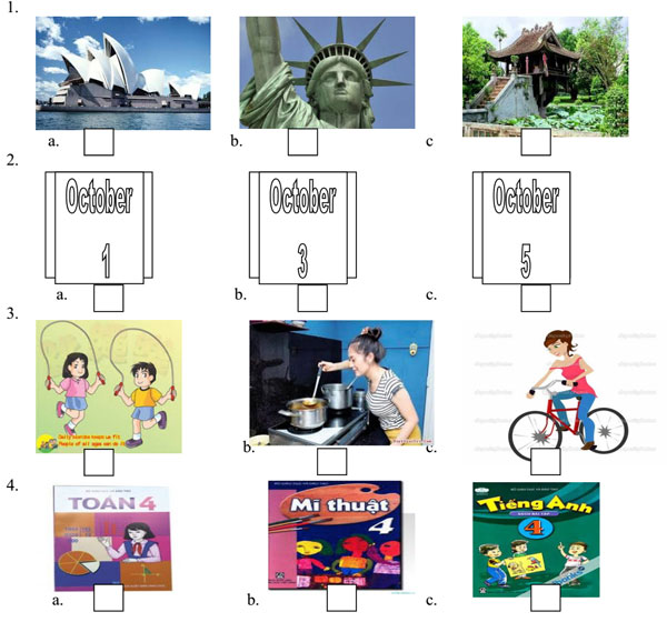 Đề kiểm tra học kỳ 1 môn tiếng Anh lớp 4
