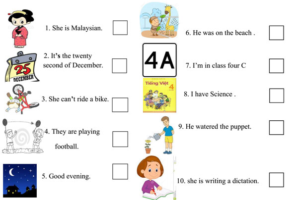 Đề kiểm tra học kỳ 1 môn tiếng Anh lớp 4    