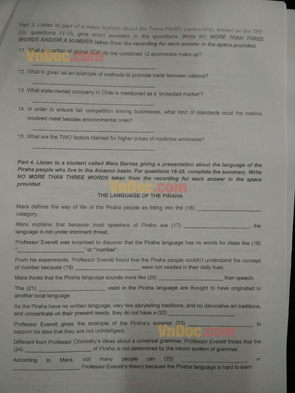 Đề thi chọn học sinh giỏi Quốc gia năm 2016 môn Tiếng Anh  