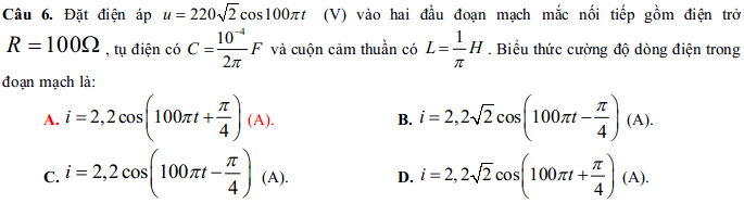 Đề thi thử Đại học môn Lý có đáp án