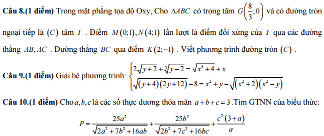 Đề thi thử THPT Quốc gia năm 2016 môn Toán trường THPT Trần Hưng Đạo, Đăk Nông (Lần 2) Đề thi thử THPT Quốc gia môn toán 2016
