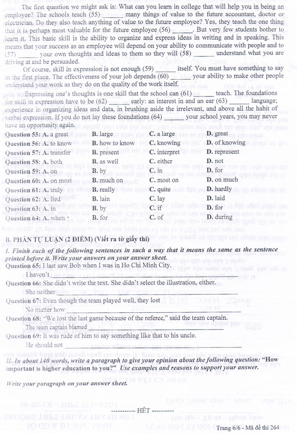 Đề thi thử Đại học môn Tiếng Anh năm 2016 có đáp án