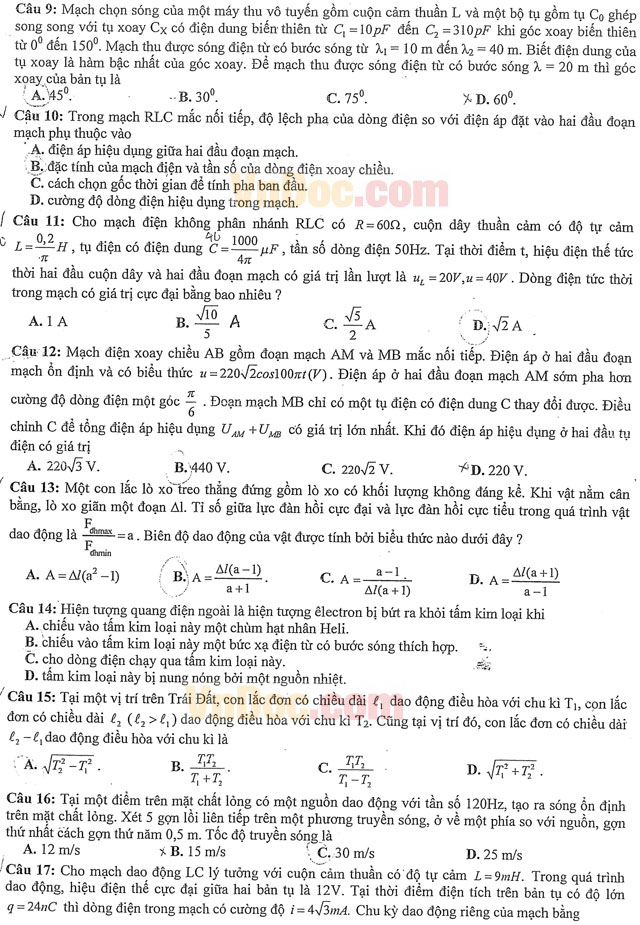 Đề thi thử THPT Quốc gia môn Vật lý năm 2016