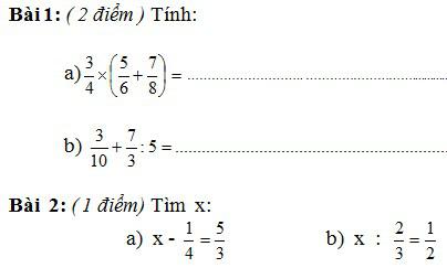 Đề thi học kì 2 môn Toán lớp 4