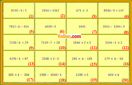 Luyên thi violympic Toán lớp 3 vòng 17