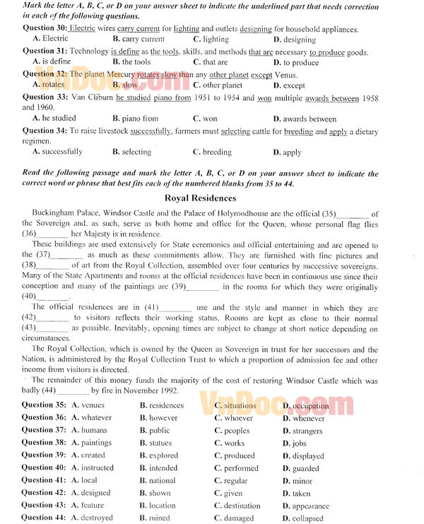 Đề thi thử THPT Quốc gia năm 2016 môn Tiếng Anh Đề thi thử Đại học năm 2016 môn Tiếng Anh