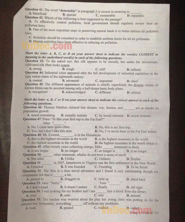 Đề thi thử THPT Quốc gia năm 2016 môn Tiếng Anh    