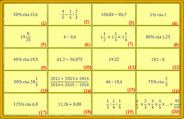 Luyện thi violympic toán lớp 5 vòng 18 Luyện thi violympic toán lớp 5 vòng 18
