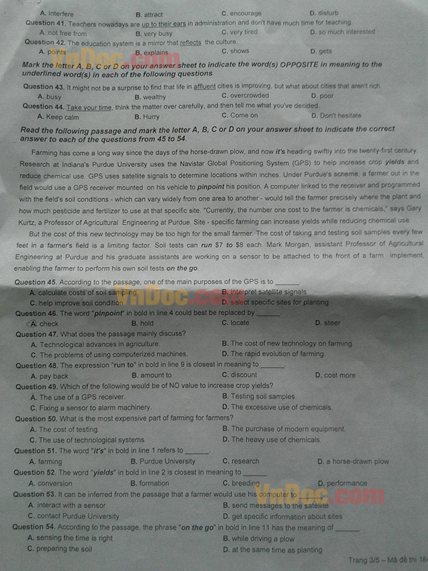 Đề thi thử Đại học năm 2016 môn Tiếng Anh 