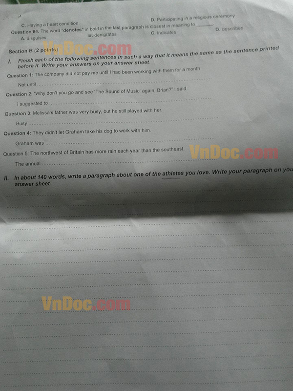 Đề thi thử Đại học năm 2016 môn Tiếng Anh 