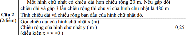 Đáp án đề thi giữa kì môn toán lớp 9