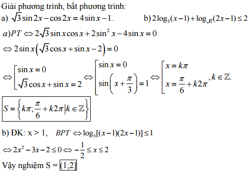 Đáp án đề thi thử THPT Quốc gia môn Toán