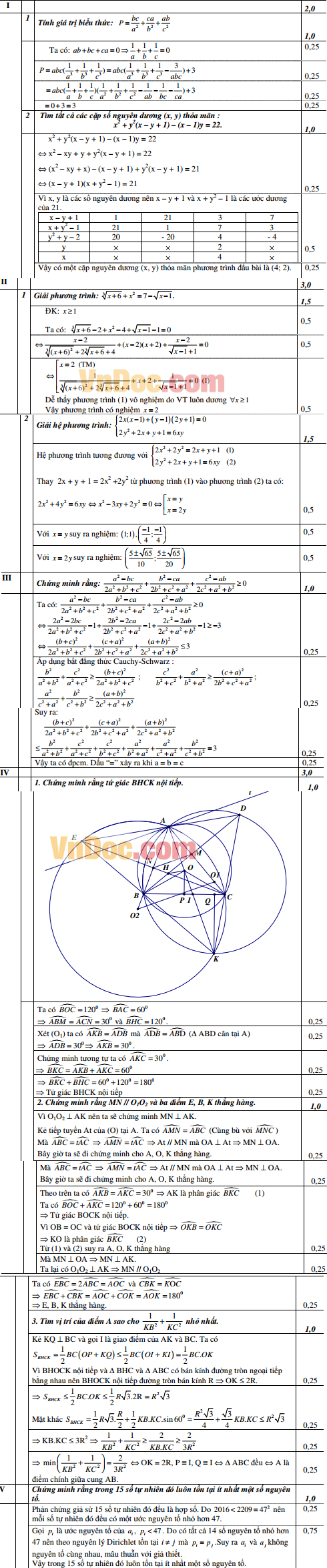 Đáp án đề thi môn toán lớp 10 Đáp án đề thi môn toán lớp 10
