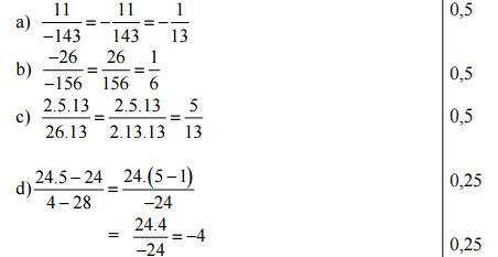 Đáp án đề thi giữa học kì 2 môn Toán lớp 6