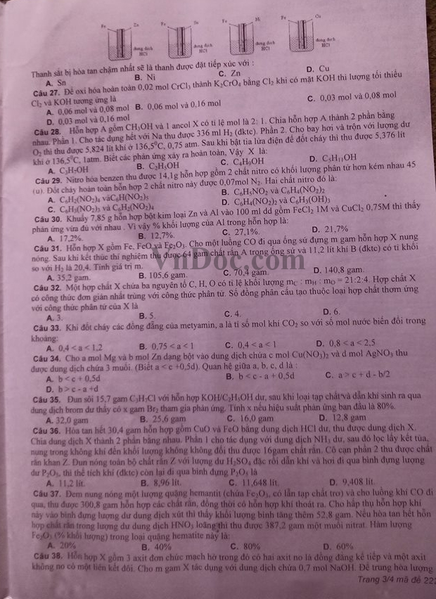 Đề thi thử THPT Quốc gia năm 2016 môn Hóa