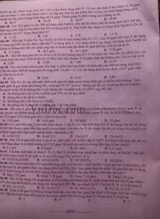 Đề thi thử THPT Quốc gia 2016 môn Hóa