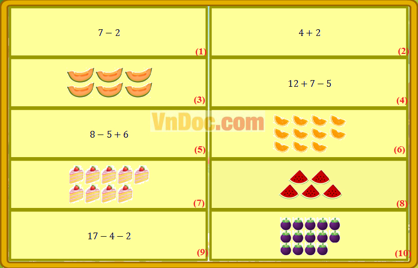 Đề thi violympic toán tiếng anh lớp 1 vòng 10