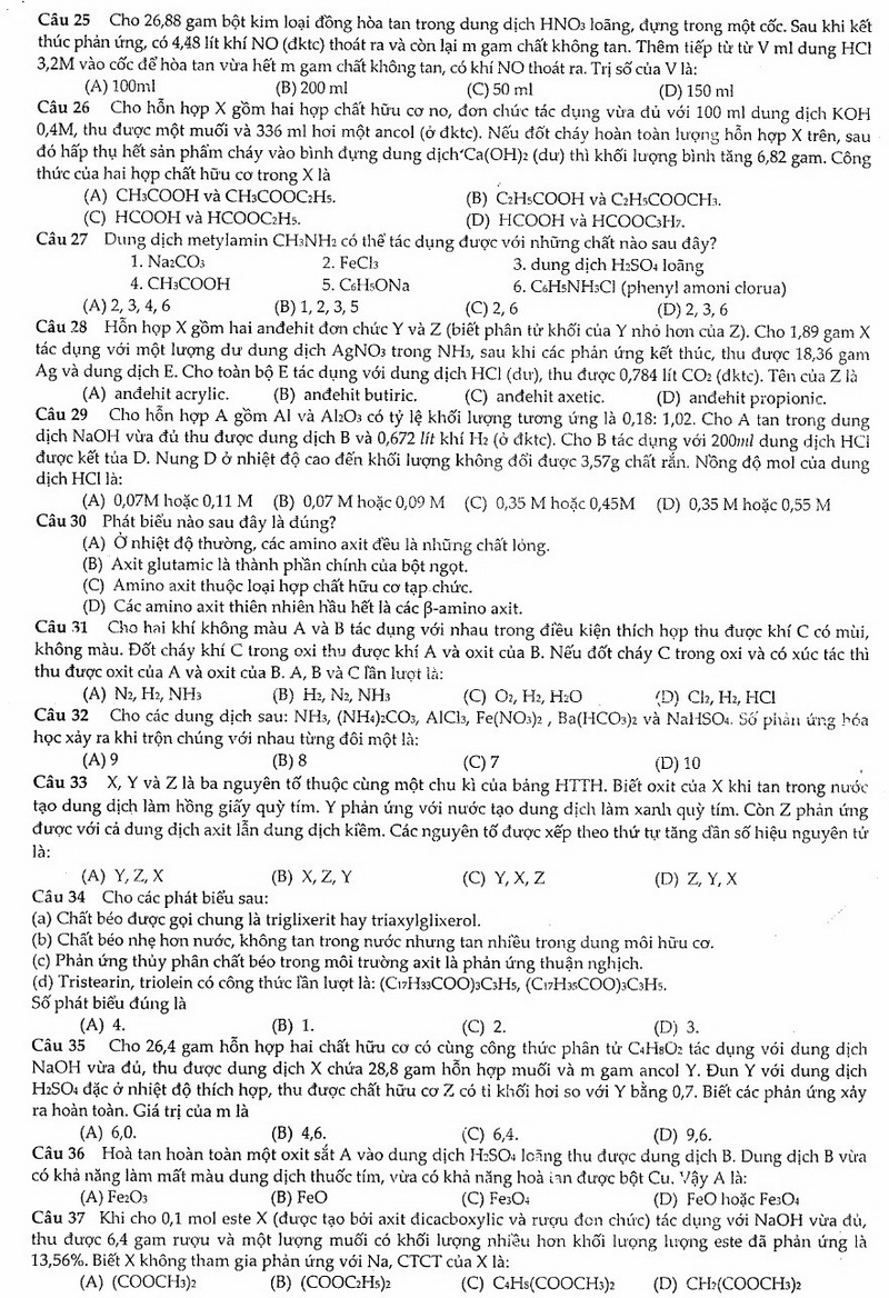 Đề thi thử thpt quốc gia 2016 môn Hóa
