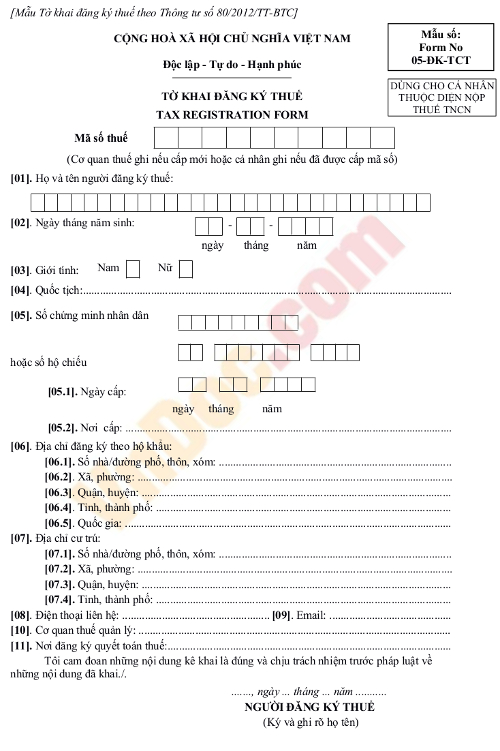 Mẫu 05-DK-TCT