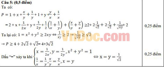 Đáp án đề thi thử vào lớp 10 môn Toán