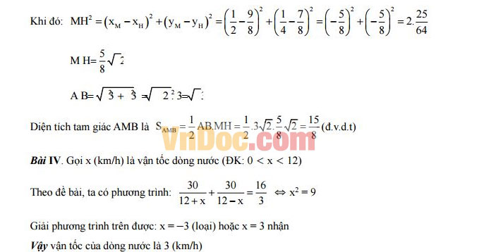 Đáp án đề thi vào lớp 10 môn Toán Đáp án đề thi vào lớp 10 môn Toán