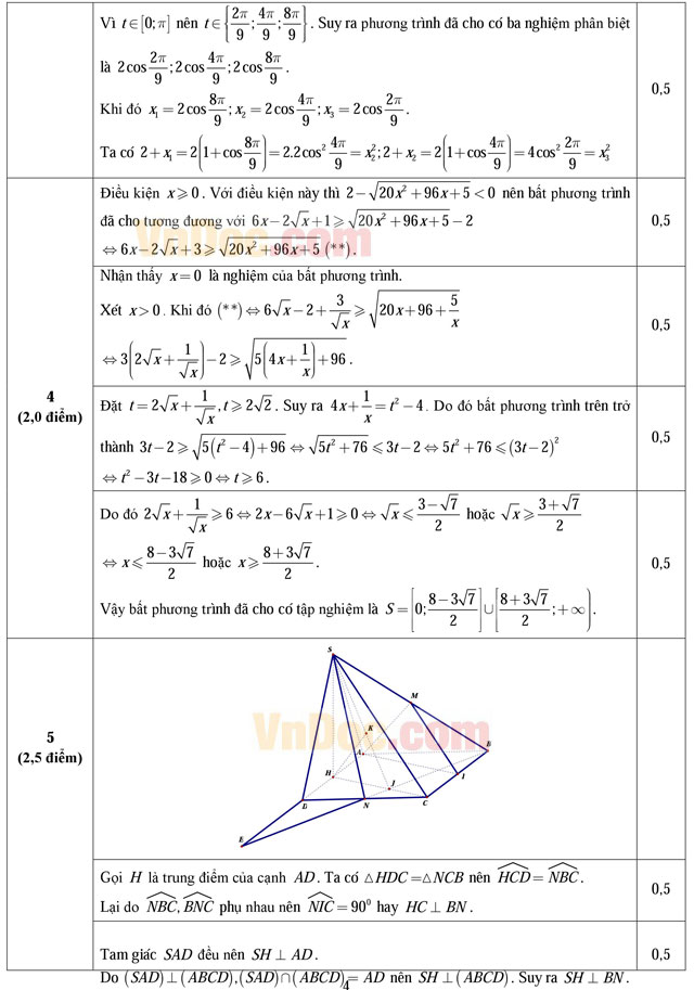 Đáp án đề thi học sinh giỏi môn Toán lớp 11 trường THPT Gia Viễn B, Ninh Bình năm học 2015 - 2016 Đáp án đề thi học sinh giỏi môn Toán lớp 11 trường THPT Gia Viễn B, Ninh Bình năm học 2015 - 2016