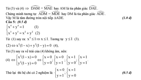 Đáp án đề thi thử vào lớp 10 môn Toán