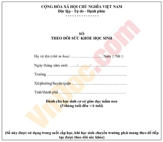 Mẫu sổ theo dõi sức khỏe học sinh