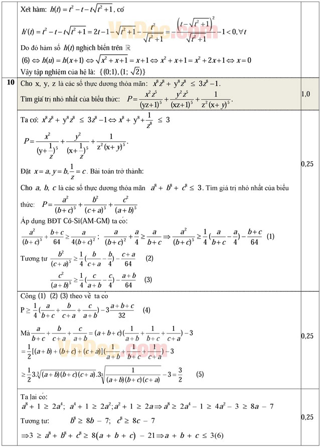 Đáp án đề thi thử THPT Quốc gia môn Toán năm 2016 trường THPT Hậu Lộc 2, Thanh Hóa (Lần 3)