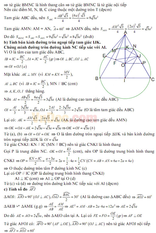 Đáp án đề thi vào lớp 10 môn Toán Đáp án đề thi vào lớp 10 môn Toán