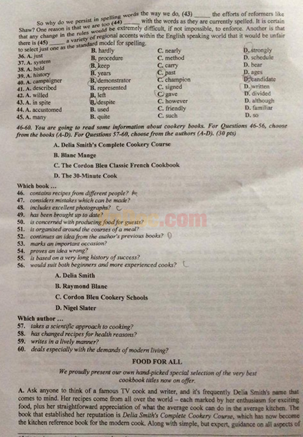 Đề thi vào lớp 10 môn tiếng Anh Đề thi tuyển sinh vào lớp 10 môn tiếng Anh 2016 - 2017