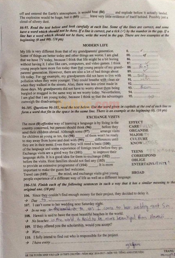 Đề thi vào lớp 10 môn tiếng Anh mới nhất Đề thi vào lớp 10 môn tiếng Anh