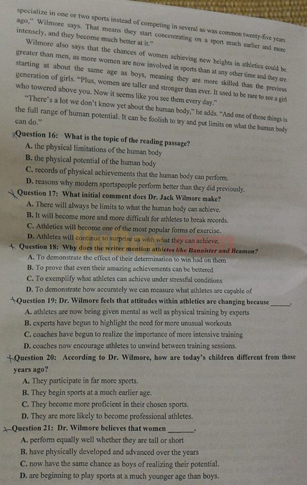 Đề thi vào lớp 10 môn tiếng Anh 2016 -2017 Đề thi vào lớp 10 môn tiếng Anh