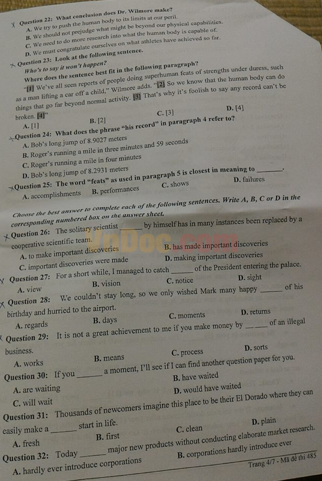 Đề thi vào lớp 10 môn tiếng Anh mới nhất Đề thi vào lớp 10 môn tiếng Anh có đáp án