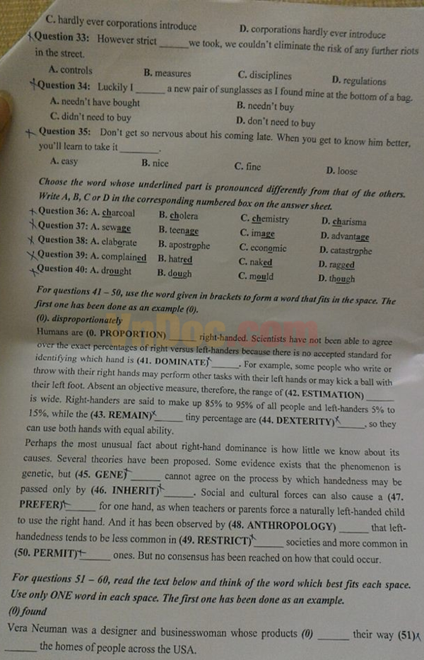Đề thi tuyển sinh vào lớp 10 môn tiếng Anh trường THPT Chuyên sư phạm có đáp án Đề thi tuyển sinh vào lớp 10 môn tiếng Anh trường THPT Chuyên sư phạm