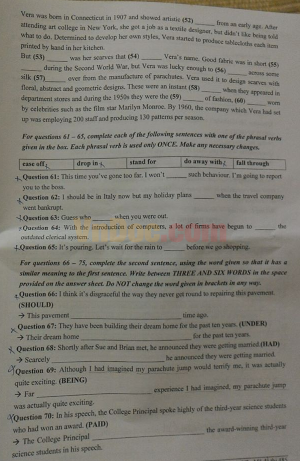 Đáp án Đề thi vào lớp 10 trường THPT Chuyên Sư Phạm Đề thi vào lớp 10 trường THPT Chuyên Sư Phạm