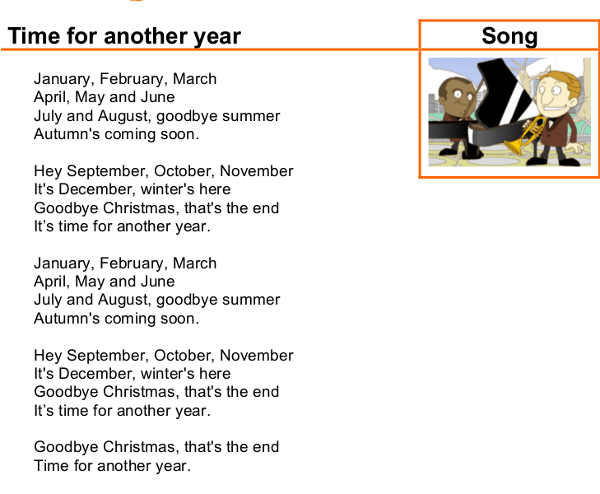 Bé học Tiếng Anh qua bài hát: Time for another year