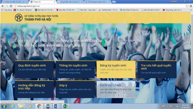 Hướng dẫn đăng ký tuyển sinh trực tuyến vào các trường mầm non, lớp 1, lớp 6 năm học 2017 - 2018