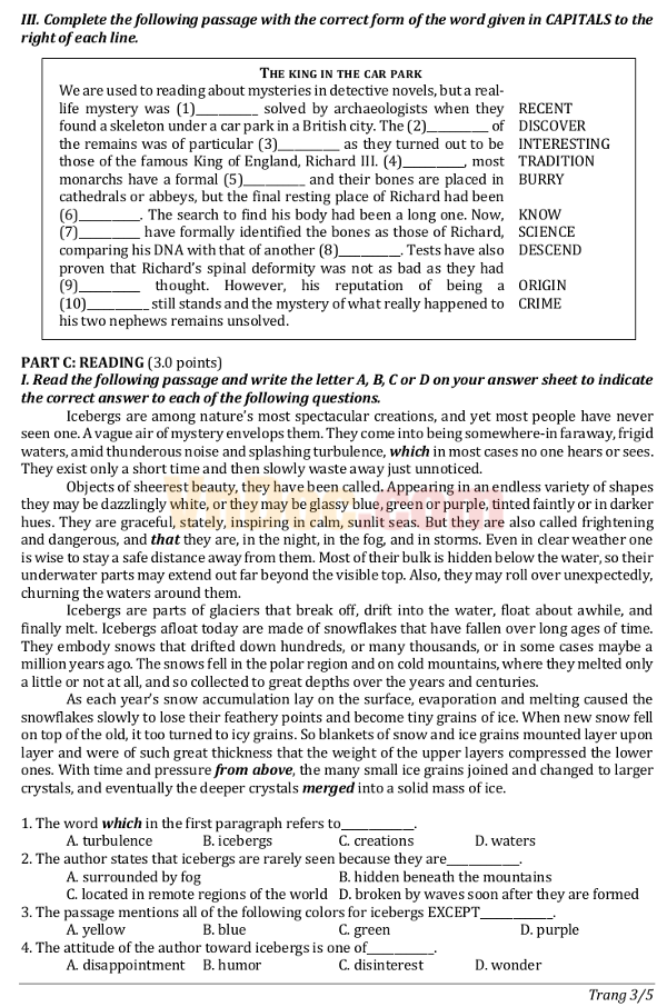 Đề thi tuyển sinh vào lớp 10 môn Tiếng Anh năm 2016,