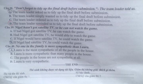 Đề thi vào lớp 10 tỉnh Đắk Lắk môn Tiếng Anh Đề thi vào lớp 10 tỉnh Đắk Lắk