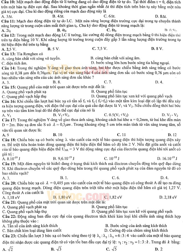Đề thi thử THPT Quốc gia năm 2016 môn Vật lý trường THPT Chuyên Khoa học Tự nhiên, Hà Nội (Lần 3) Đề thi thử THPT Quốc gia năm 2016 môn Vật lý trường THPT Chuyên Khoa học Tự nhiên, Hà Nội (Lần 3)