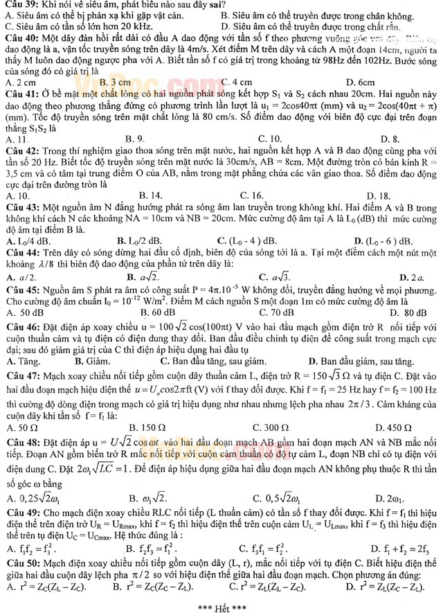 Đề thi thử THPT Quốc gia năm 2016 môn Vật lý trường THPT Chuyên Khoa học Tự nhiên, Hà Nội (Lần 3) Đề thi thử THPT Quốc gia năm 2016 môn Vật lý trường THPT Chuyên Khoa học Tự nhiên, Hà Nội (Lần 3)